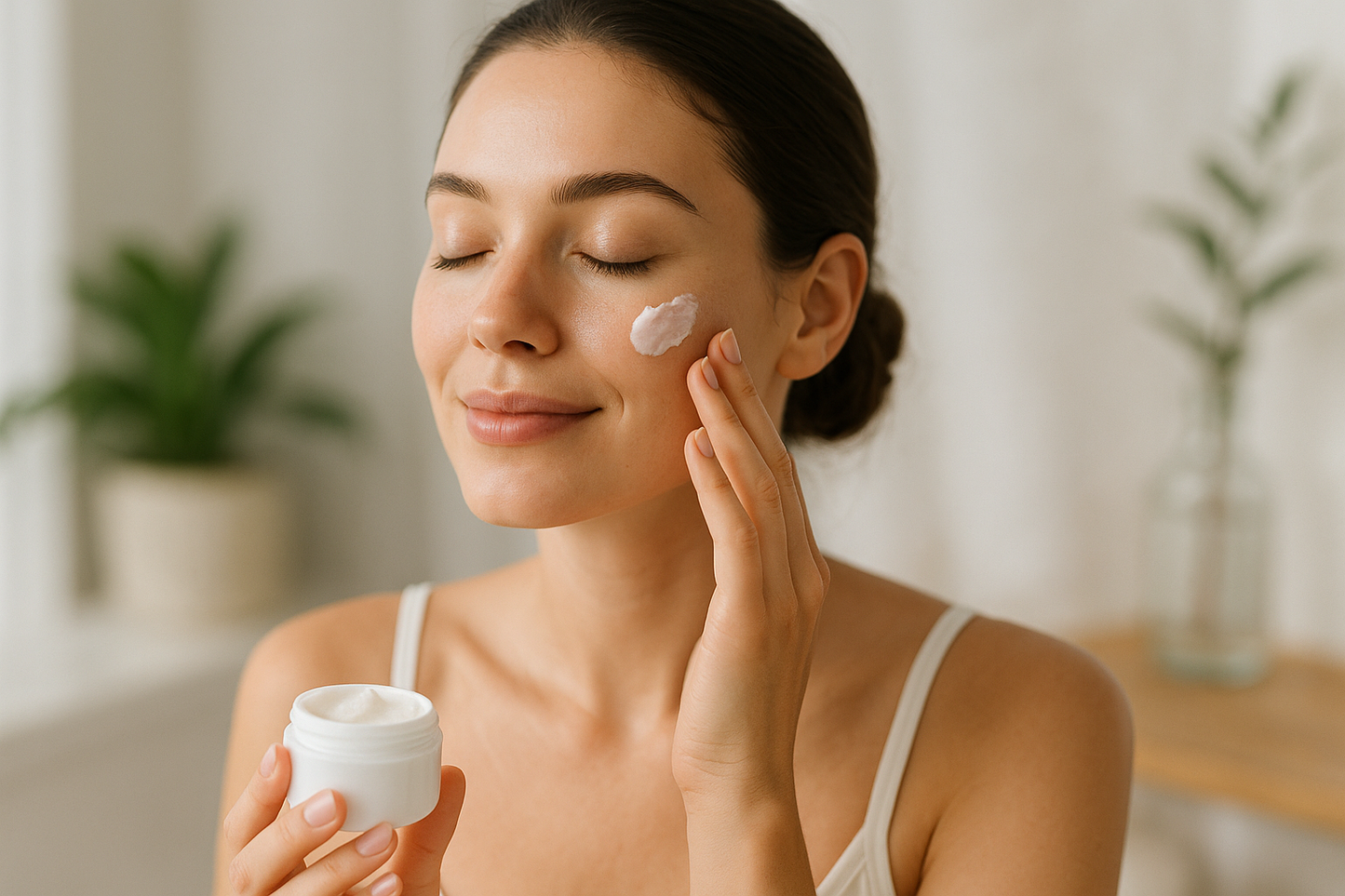 woman using face cream